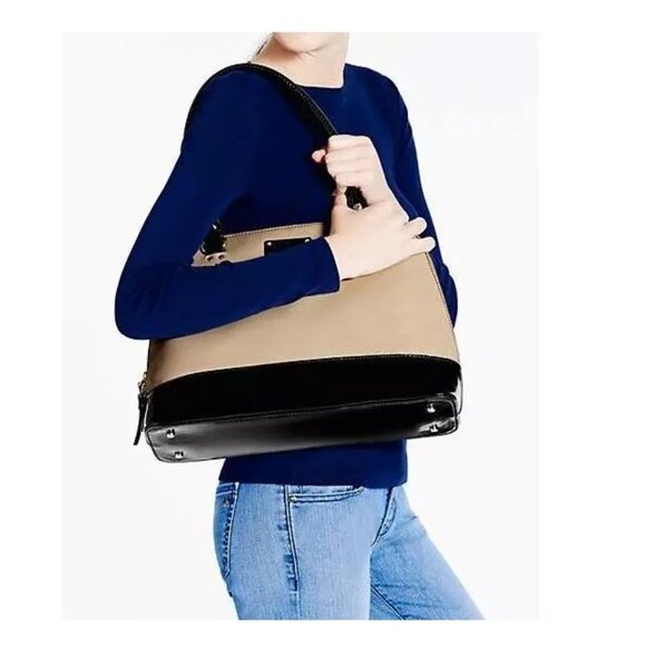 NWT Kate Spade Rachelle Wellesley Patent Leather Satchel--Cream and Black - Picture 4 of 16